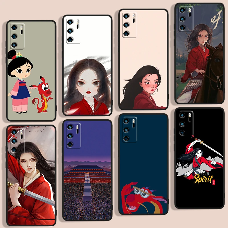 

Mulan cartoon Phone Case For Huawei P Smart 2018 Plus 2019 Z 2020 S 2021 Pro Nova 2i 3 3i 5 5T 7 7i 8 8i 9 9SE Black Funda Cover