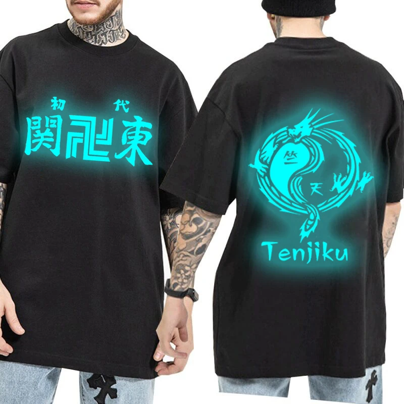 

Tokyo Revengers Kanto Manji Kai Tenjiku Tokyo Manji Anime T-shirts Novelty Glowing Tshirt Anime Tokyo Revengers Luminous T Shirt