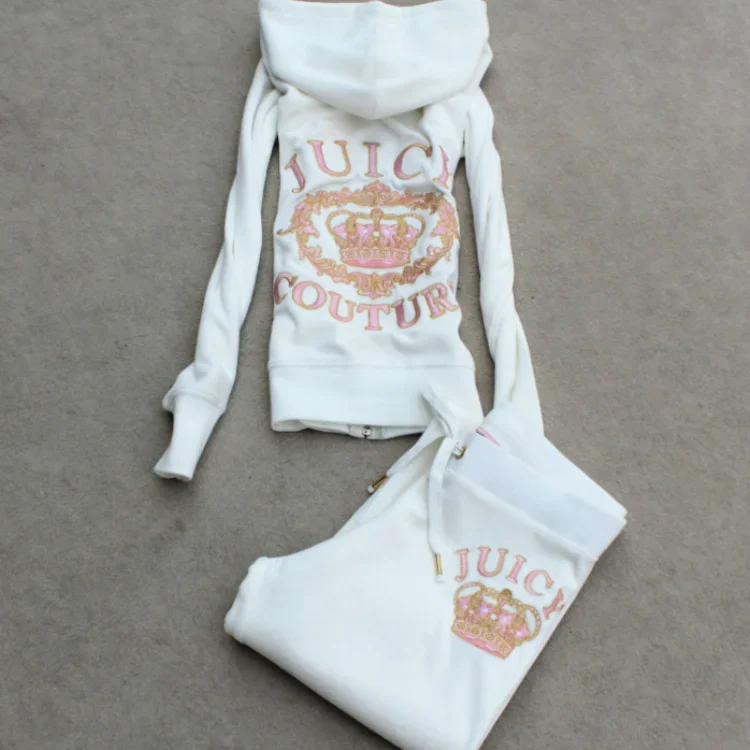 

New 2 Piece sets Velet Tracksuit Women's Sets Hooded juicy corture Women Zipper Suit Letter Pattern Sport Pants juicy Tracksuit