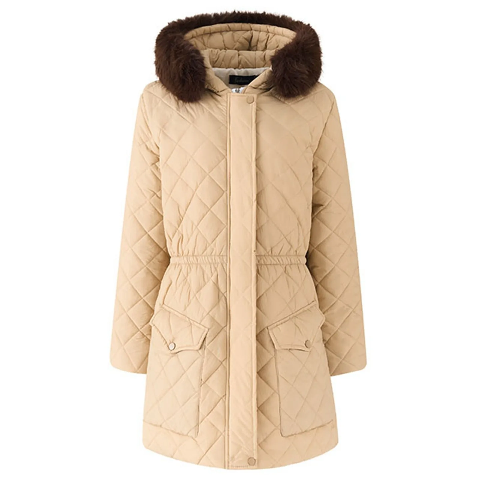 

Зимняя женская куртка, парка, длинное хлопковое пальто с искусственным воротником и поясом, однотонная верхняя одежда, куртки с меховым воротником, толстые теплые парки для снега
