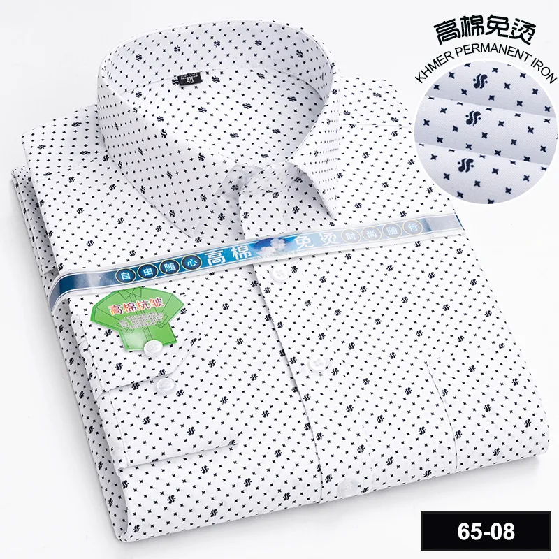 Men's Long Sleeve Casual Shirts Fashion Print Cotton Standard Fit Button Pocket Soft For Man Office Business Dress New |