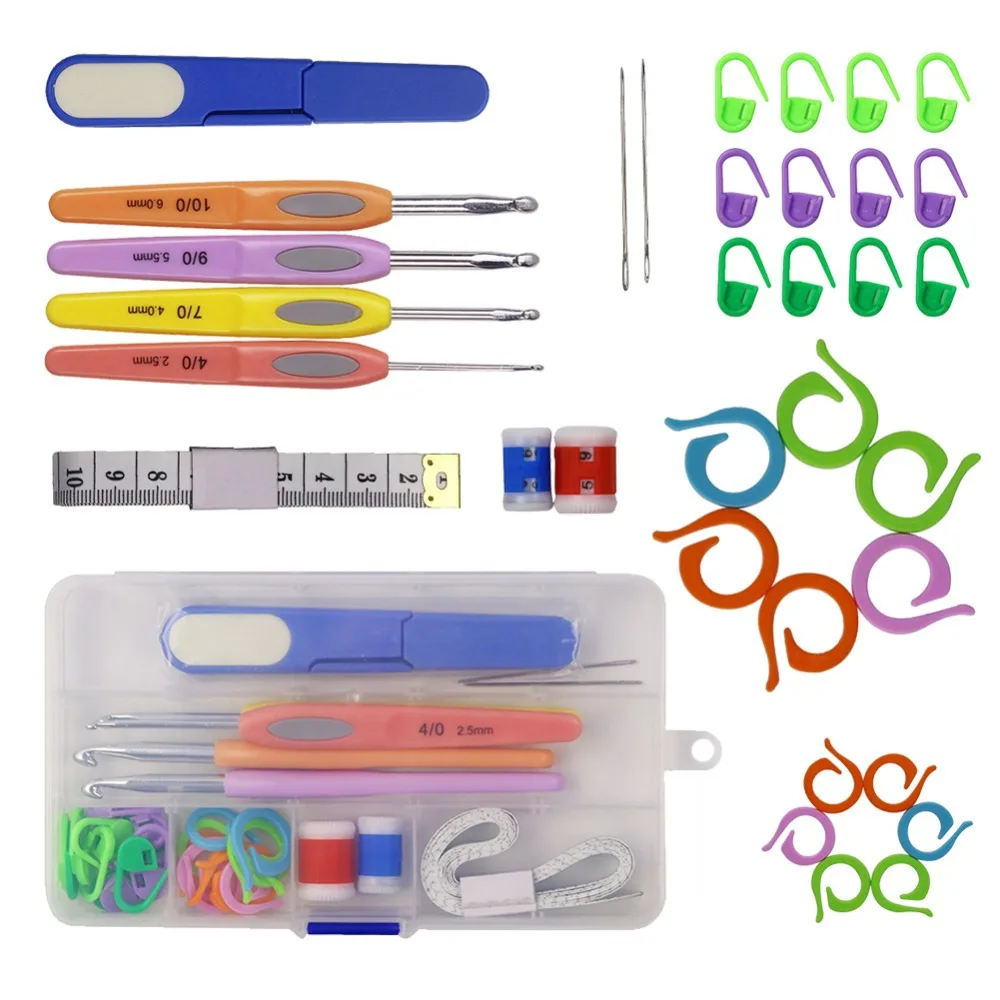 

Crochet Hooks Set with Storage Box Knitting Needles Hook Sewing Supplies Tool Kit DIY Household Wool Organizer