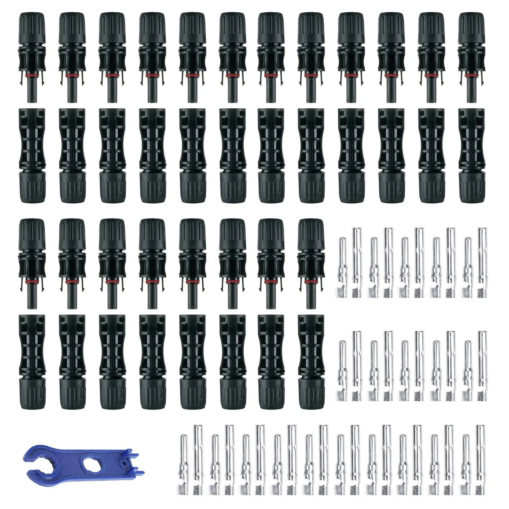 

40 PCS 1500V 30A Solar Connectors with Spanners IP67 Waterproof Solar Panel Cable Connectors Male/Female 20 Pairs