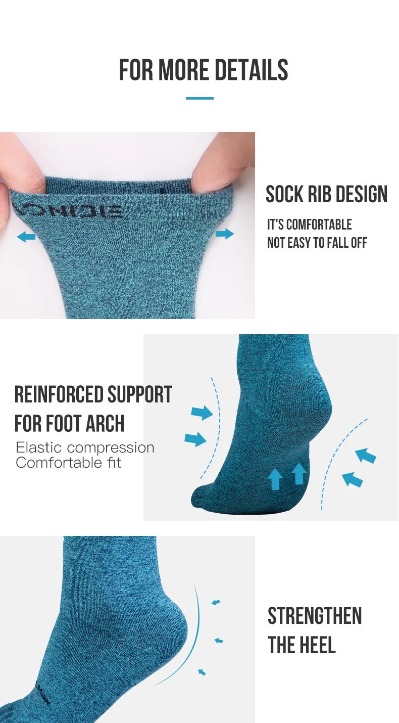 3Pairs/Set AONIJIE E4830 Medium Long Tube Sport Fivetoes Socks Toe Socks for Barefoot Running Shoes Marathon Liner Crew Socks