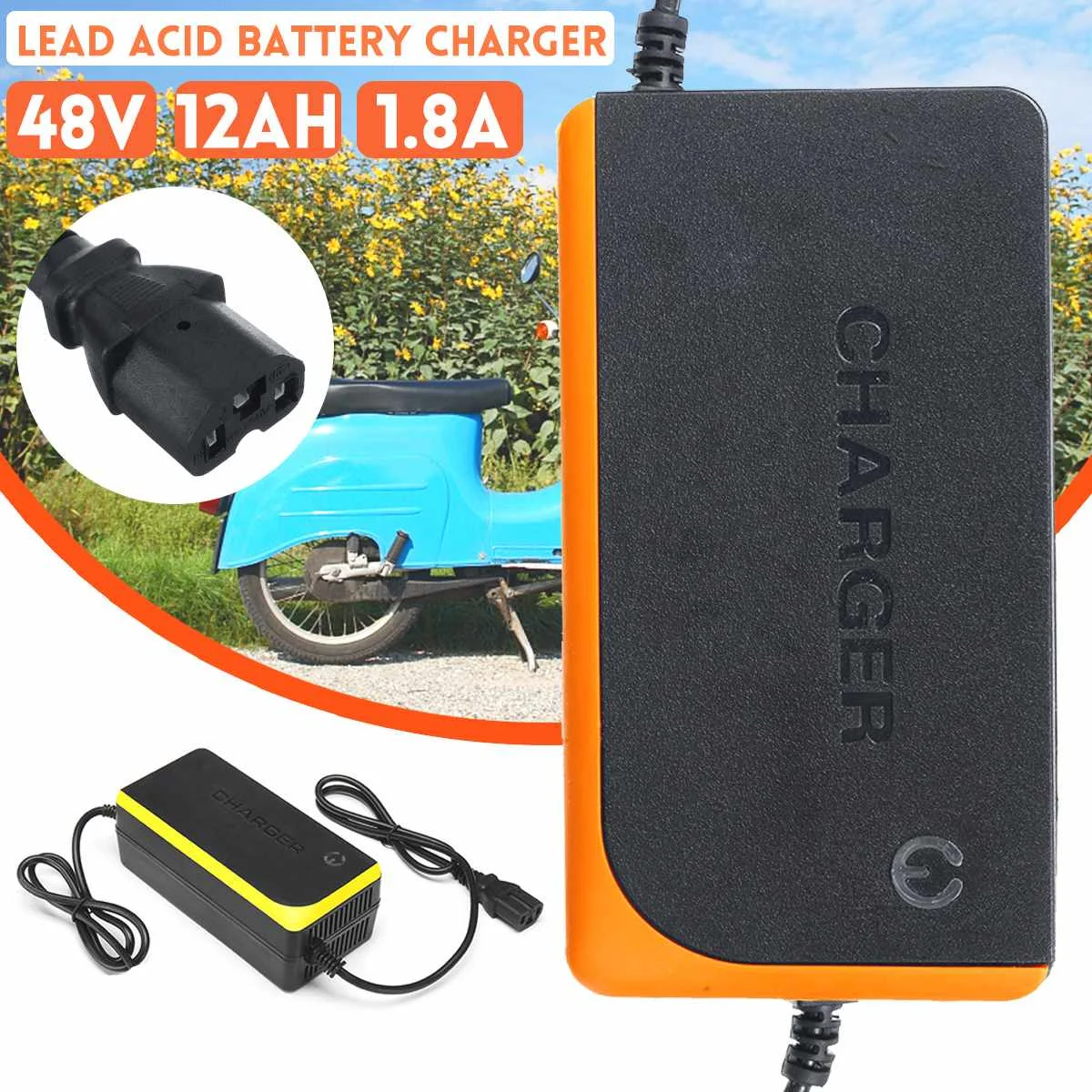 

48V 12AH Electric Bicycle Bike Scooters Motorcycle Charger Smart Power Supply Lead Acid Battery Charger 48V 1.8A 12AH