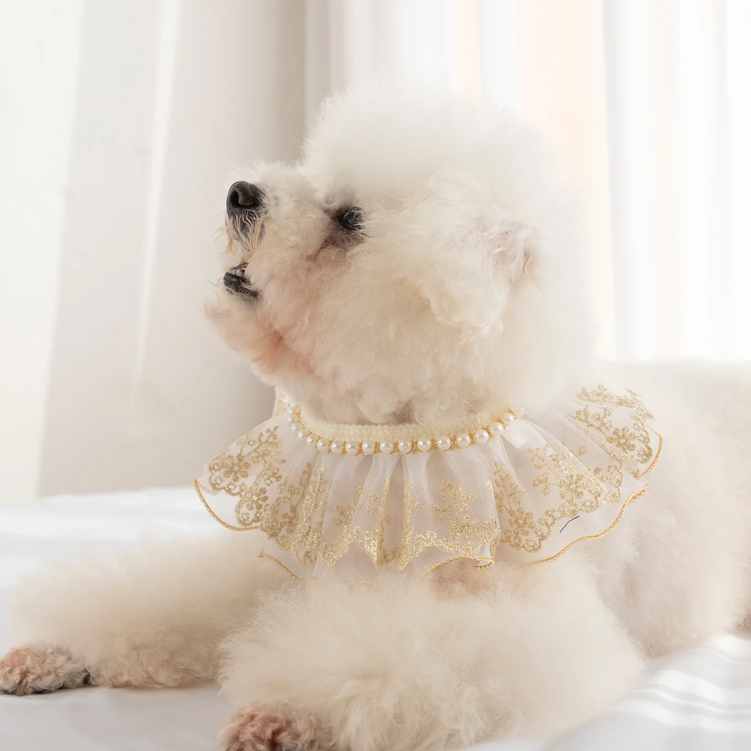 Жемчужное кружевное ожерелье для домашних животных кошек собак бандана вышивка