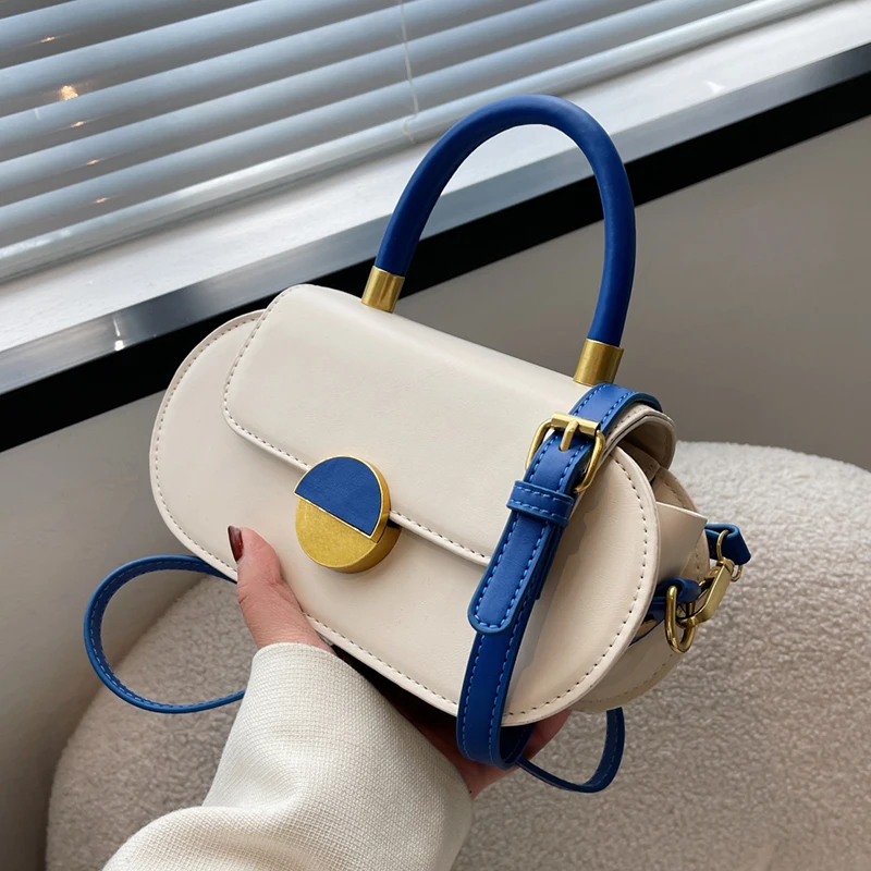 

Contrasting colors Women's Small PU Leather Shoulder Bags for Women 2022 Fashion Brand Trend Short Handle Crossbody Bag Totes