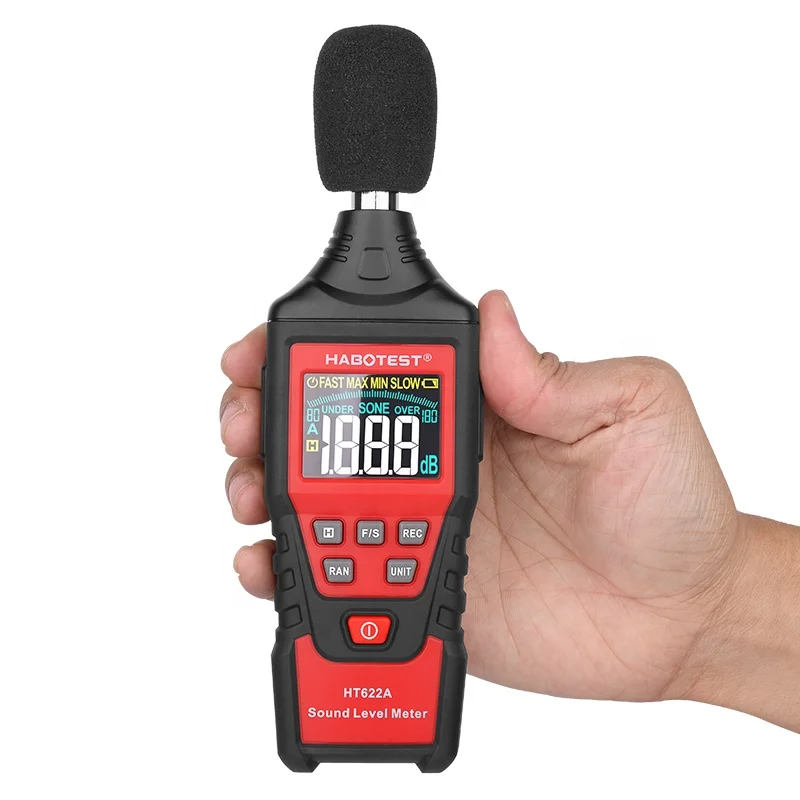 

HT622A Professional Decibel Sound Detector Sound Level Meter MAX MIN Hold A Weighting Characteristics Handheld High Precision