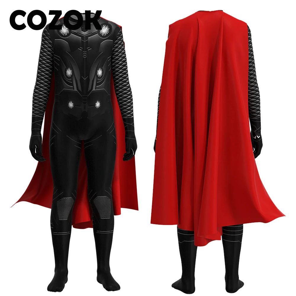 

COZOK Thor Costume Boy Superhero Bodysuit Kids Halloween Costumes For Men Cosplay Party Bodysuit With Cloak Thor Suit
