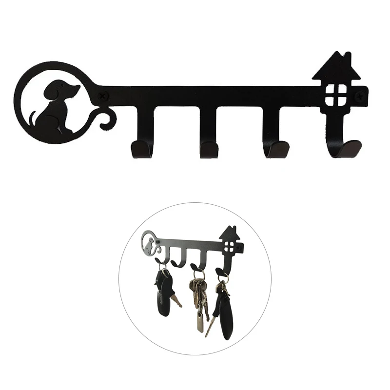 

4 Hooks Black Nordic Balcony Jacket Rack Key Holder Metal Wall Mounted Clothes Rack Kitchen Organizer Bathroom Rangement Hooks