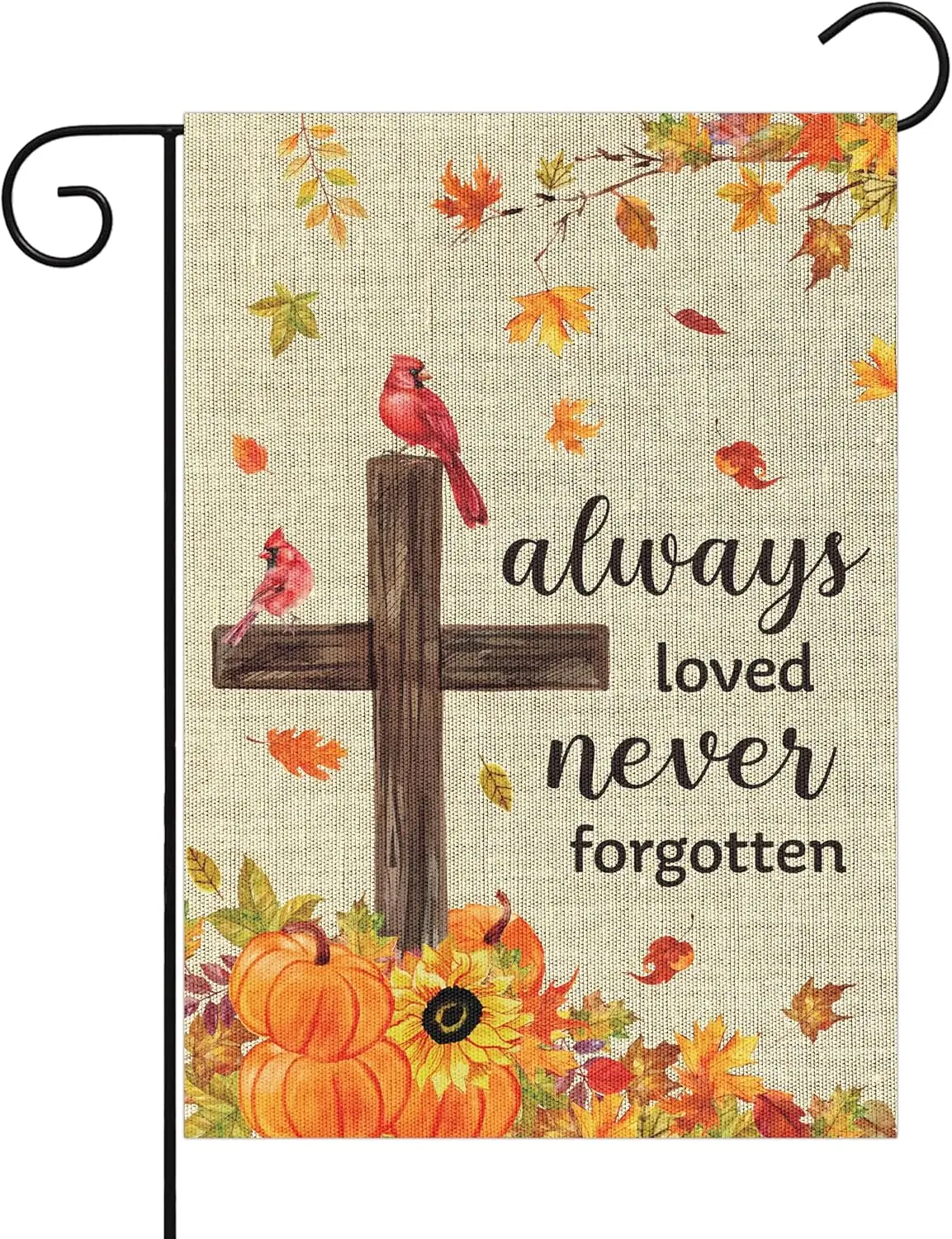 WATINC осень День благодарения крест сад флаг-12X18 дюймов джутовая кардинал