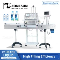 zonesun zs vtdp12p automatic 12 heads water drinks bottle liquid filler diaphragm pump filling machine with conveyor