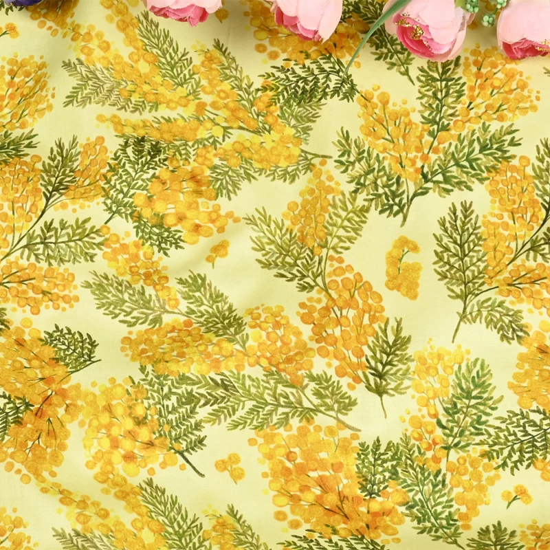 

Half Yard 100% Cotton Thin Fabric With Northern Europe Little Flower Print Handmade DIY Garment Dress Children Cloth CR-1596