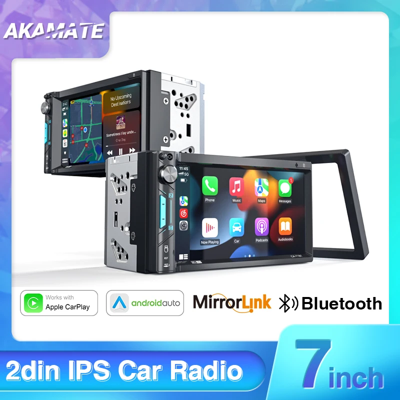 

2din 7inch CarPlay Android Auto Car Radio Bluetooth FM AM IPS Screen Support AHD Camera Support USB SD Card For Nissan Toyota