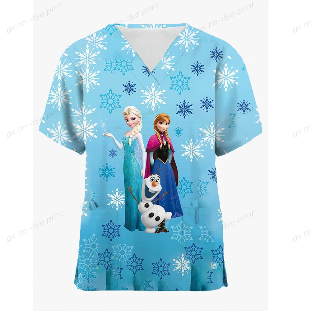 

Униформа медсестры Disney с V-образным вырезом и принтом льда и снега чудо-принцессы Aisha, Ветеринарная медицина, фармацевтический салон красоты