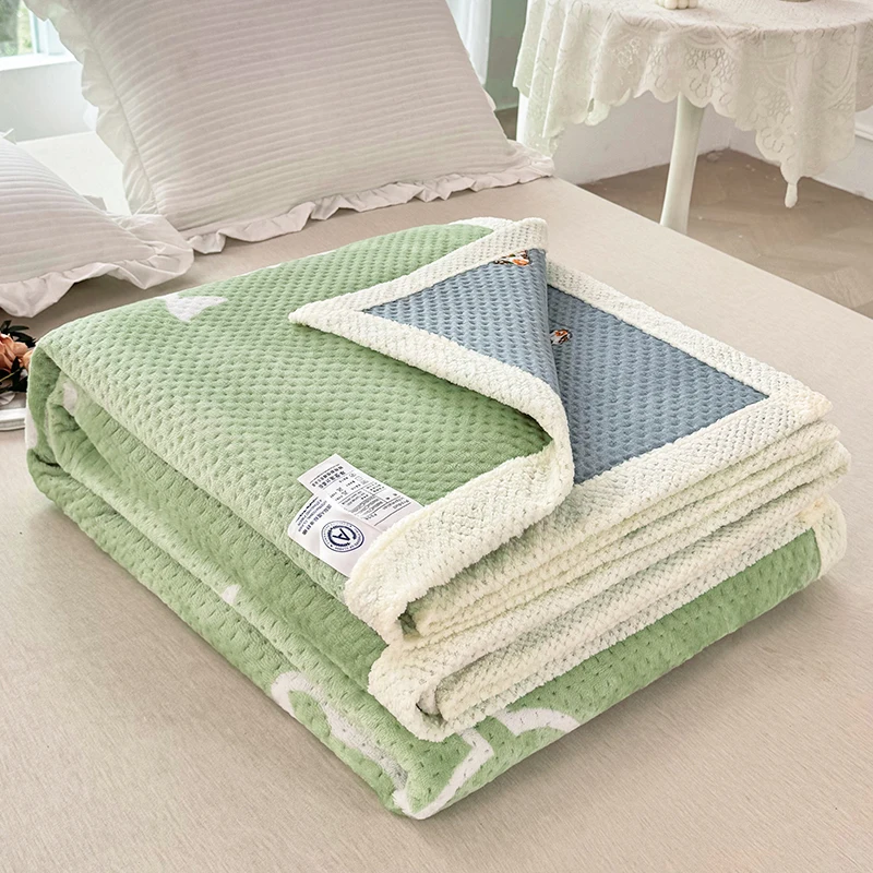 Бархатное покрывало Bonenjoy с принтом двусторонний дизайн наматрасник теплое