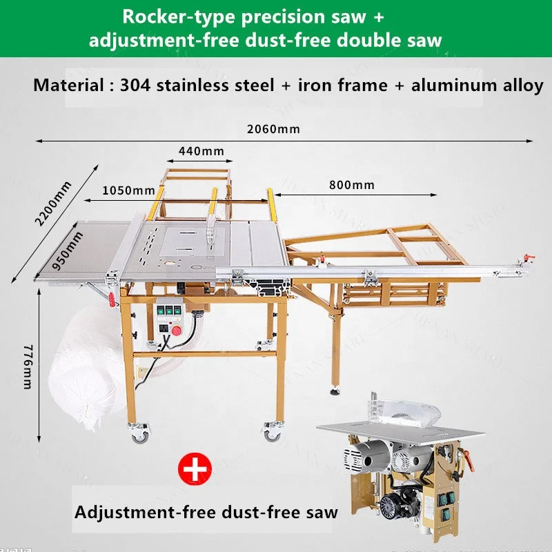 Модель Jt-9bx беспыльная пила скользящая Точная Складная стол для панельной пилы