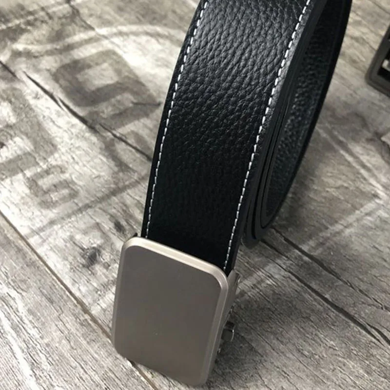 

Casual Business Men's Belt Comfortable And Simple Metal Color Automatic Buckle Does Not Fade Cowhide 35mm Leather Texture Belt