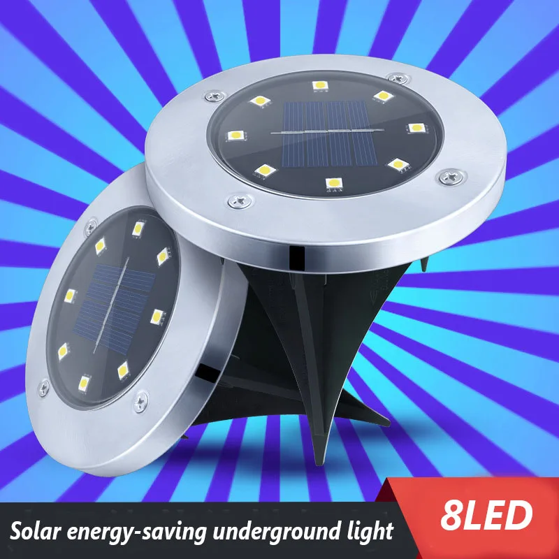 

8LED Solar Power Disk Light Garden Lights Ground Lights Waterproof Light Underground Light Landscape Lamp for Lawn Pathway