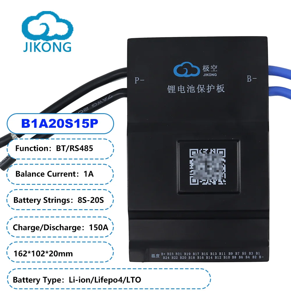 Jikong BMS 24S 16s 48v Lifepo4 li-ion 20S 72V 150A Smart BMS с 1A Active Balance 18650 батарея эквалайзер JK B1A20S15P