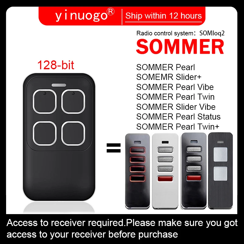 

Для SOMMER PEARL Гаражная дверь Пульт дистанционного управления для открывания ворот 868,8 МГц Совместимость с системой радиоуправления SOMMER SOMloq/SOMloq2