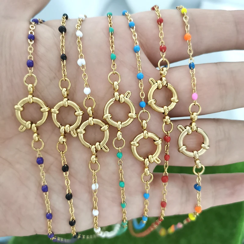 Золотая Цепочка В Стиле Бохо С Эмалированными Бусинами Радужная Застежка Пряжка
