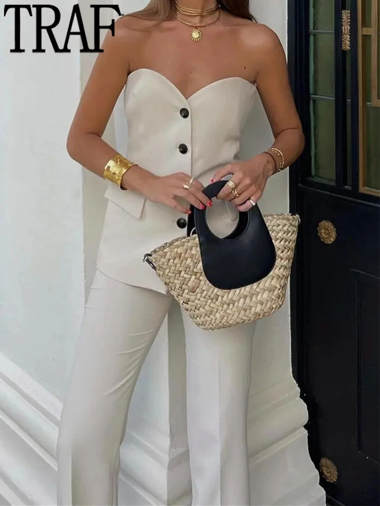 

Бюстье Женское бежевое с открытыми плечами, без рукавов, в уличном стиле