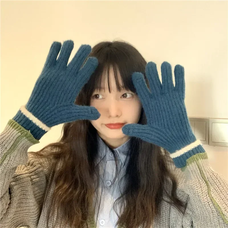 

Уличные зимние перчатки унисекс для сенсорного экрана, милые женские шерстяные вязаные плотные теплые перчатки без пальцев для мужчин, для верховой езды, походов, для холодного ношения