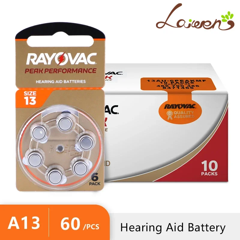Hearing Aid Battery 60PCS RAYOVAC PEAK Zinc Air Batteries 1.
