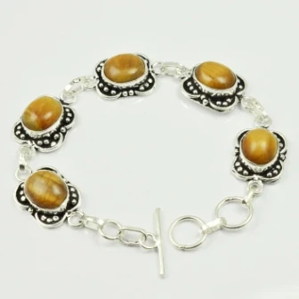 

Серебристый Браслет тигровый глаз с покрытием из меди, 20 дюймов, B2018