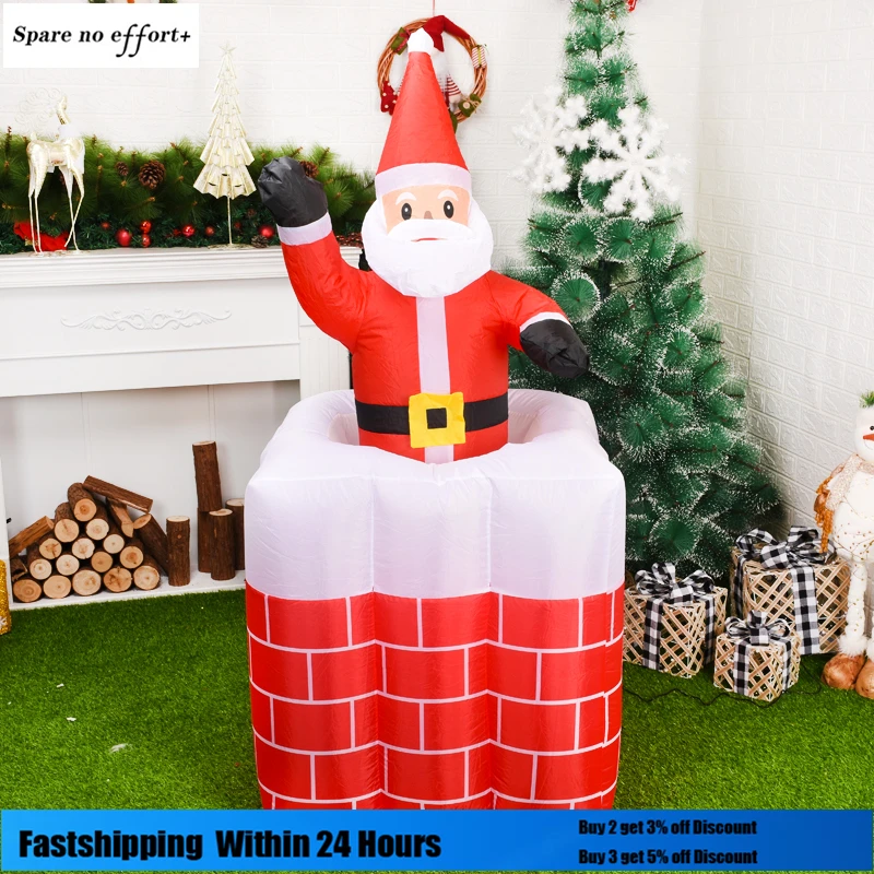 

Christmas Decoration 2023 Automatic Lifting Chimney Santa Claus Christmas Inflatable Toy Gifts For New Year Christmas Decor