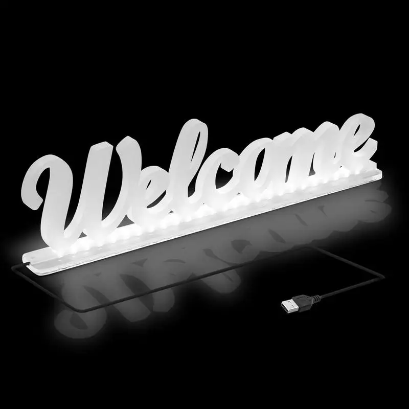 

Welcome Led Light Sign Acrylic LED Neon Welcome Sign Portable And Reusable LED Neon Business Light For Coffee Shop Hotel Stores