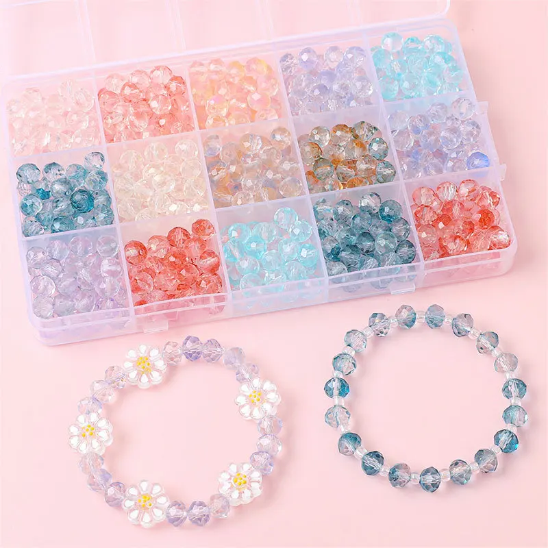 20PCS 7X8MM Gradient Color Glass Beads Crystal Faceted Ball for Handmade Diy Production Bracelet Necklace Jewelry Accessories