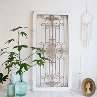 shabby chic distressed rustic vintage garden gate decor window wood metal wall plaque