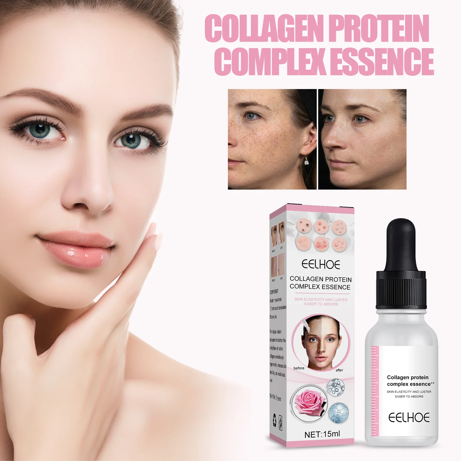 

New 15ml Sheep Placenta Collagen Essence Lifting Firming Improve Skin Tone Fade Spots Shrink Pore Hyaluronic Anti-wrinkle Serum