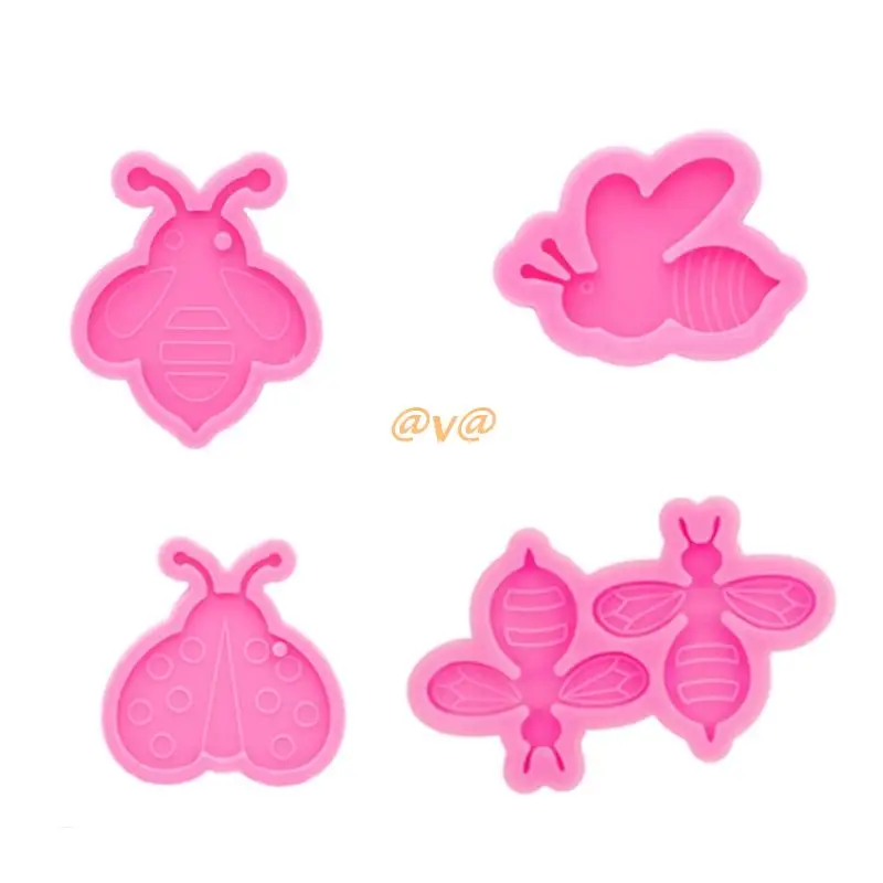 

4 Pcs Cute Bee Keychain UV Epoxy Resin Molds DIY Honeybee Pendant Silicone Mould
