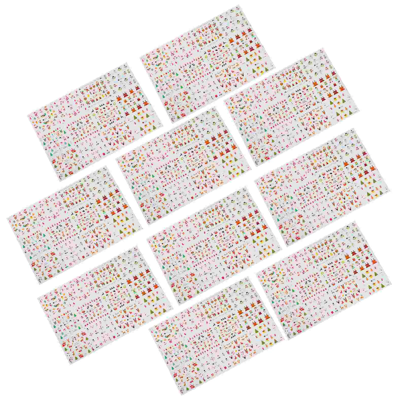 

10 Sheets Christmas Nail Art Stickers Decals DIY Fingernail Art Decoration