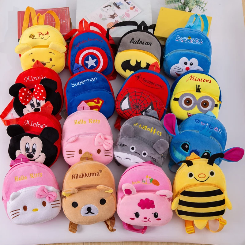 

2023 NEW Disney marvel Avengers spiderman KT mickey mouse Minnie Winnie the Pooh stitch Plush backpack Kids baby school bag