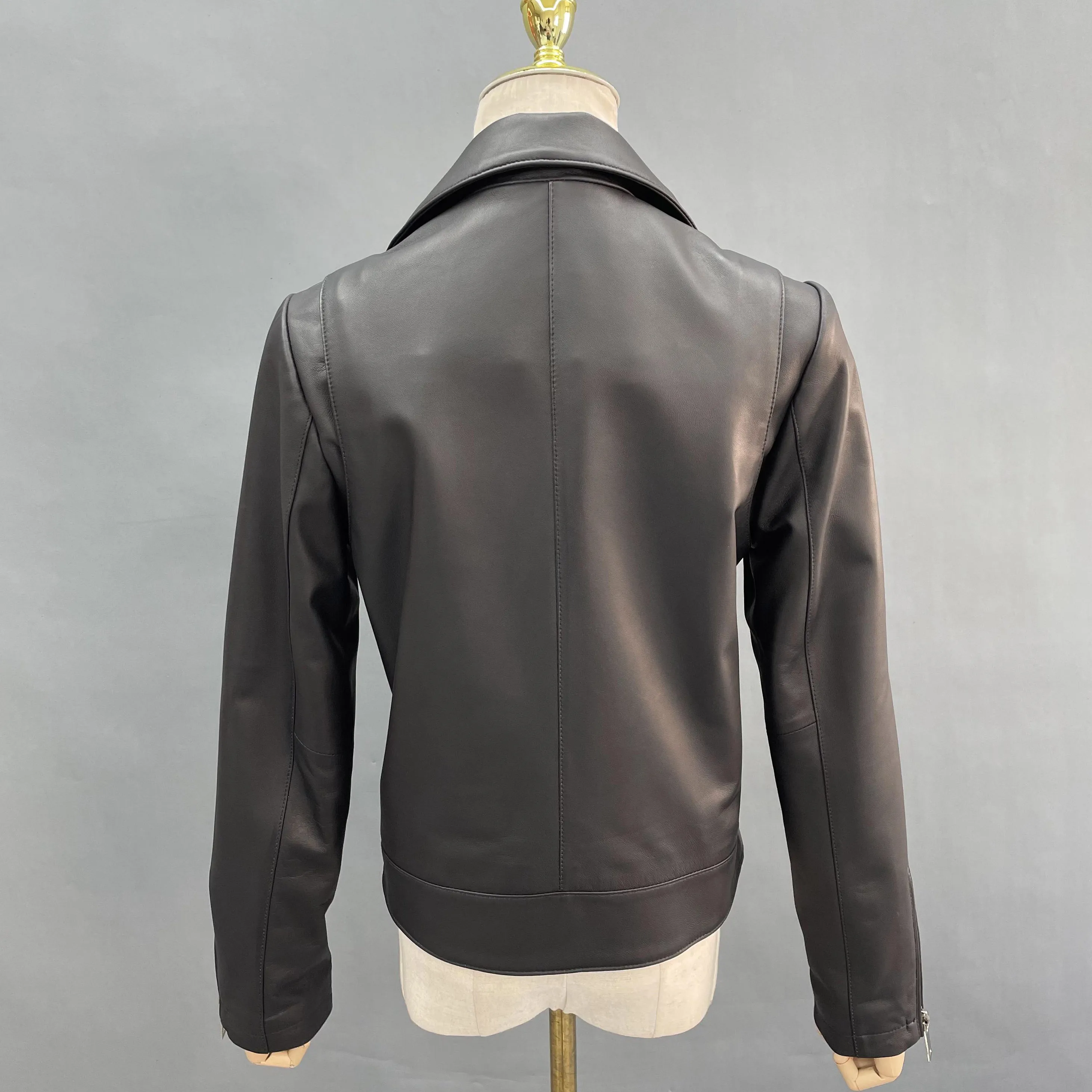 JANEFUR Women's Leather Jacket 2023 Classic Slim Street Black Real Sheepskin Coat Short Moto Fashion Female Outerwear