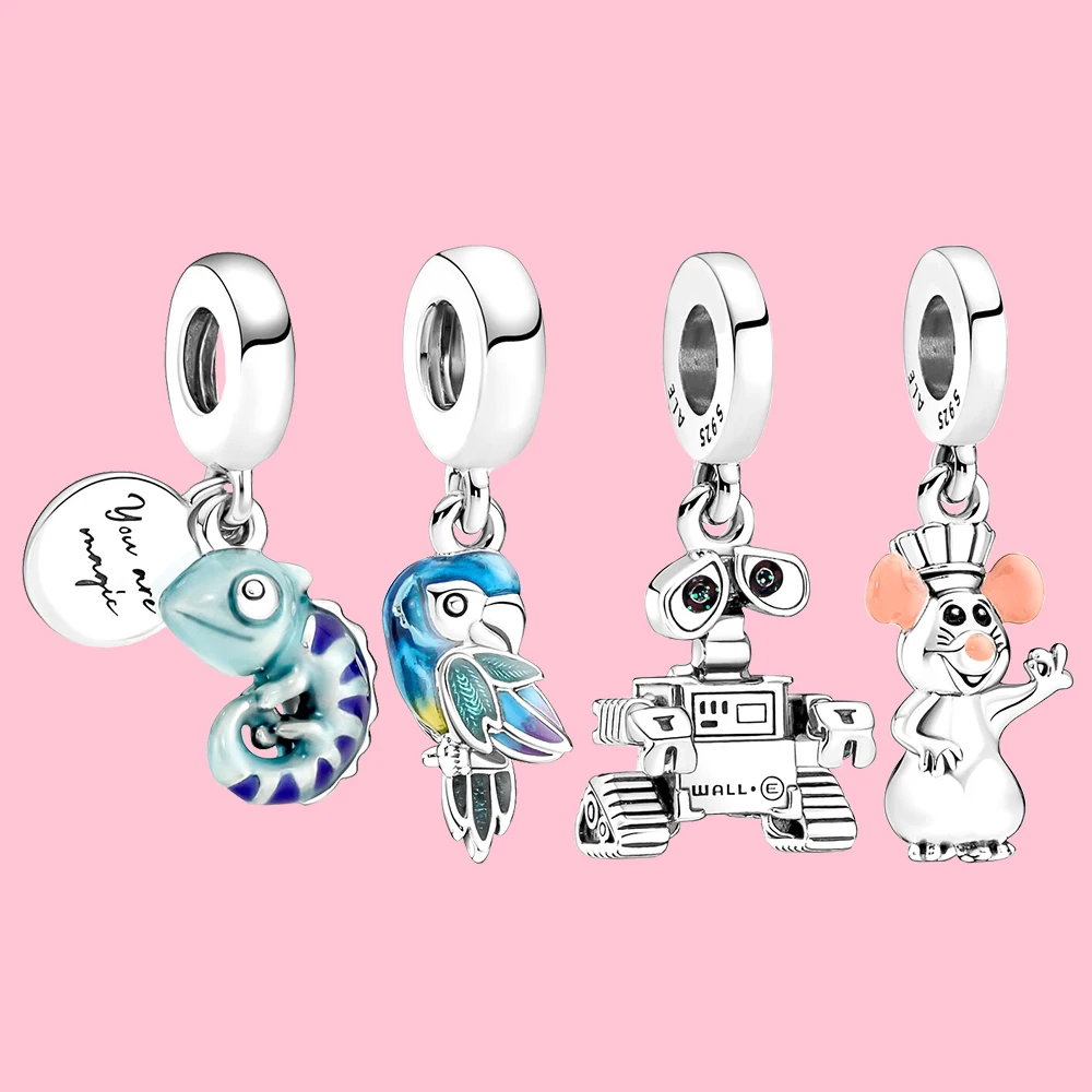 Pandora-Pendentif caméléon à changement de documents, Pixar Wall-E Dangle Charm, Fit for Fashion Jewelry, DIY Executive as Women's Bracelets Gifts