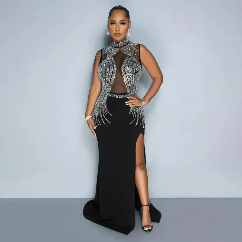 GUWU сексуальное сетчатое прозрачное лоскутное летнее женское длинное платье