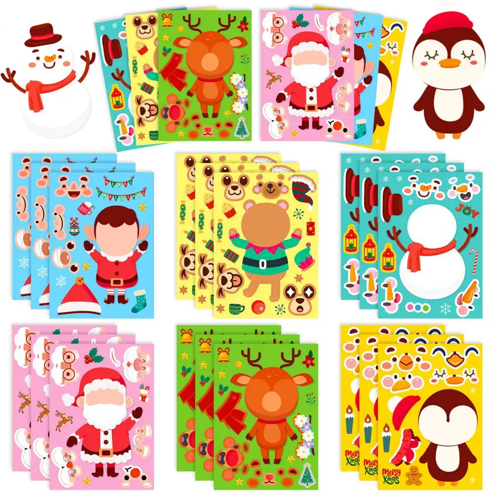 

Рождественские наклейки, Набор рождественских наклеек, пазлы для творчества, игрушки для детей, Санта-Клаус, снеговик, Пингвин, Лось для мальчиков, для украшения