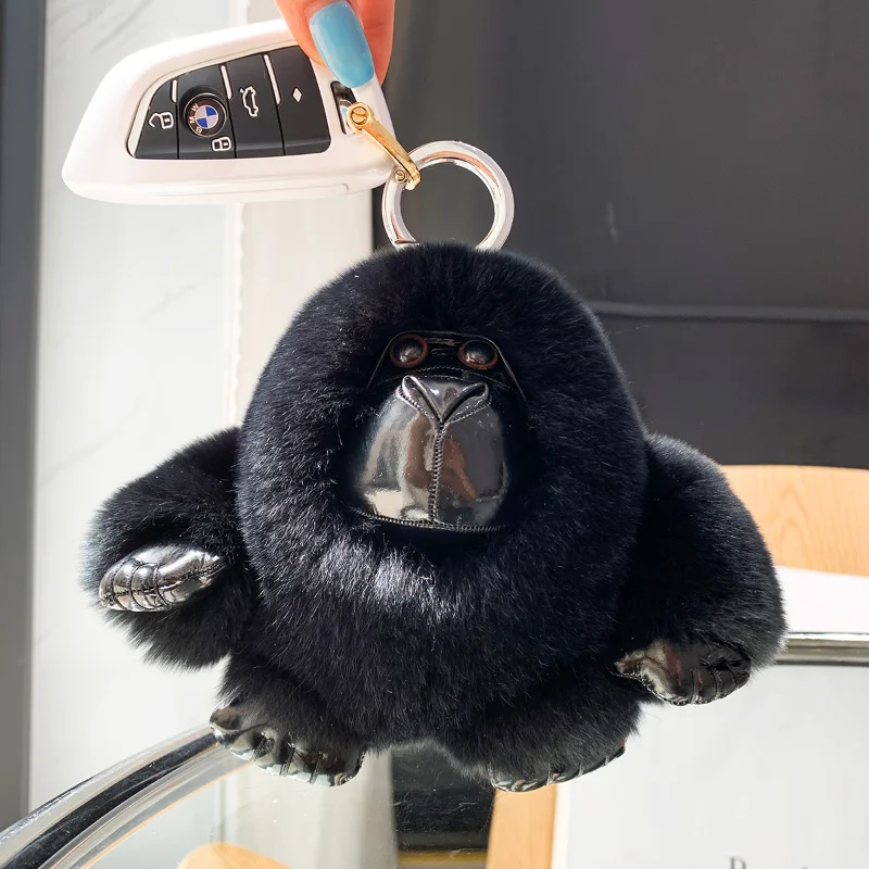 2022 New In Chimpanzee Real Fur Handmade Cute Key Chain Keychains Bag Accessory Car Keychain Gift Keyrings Gifts Key Chains