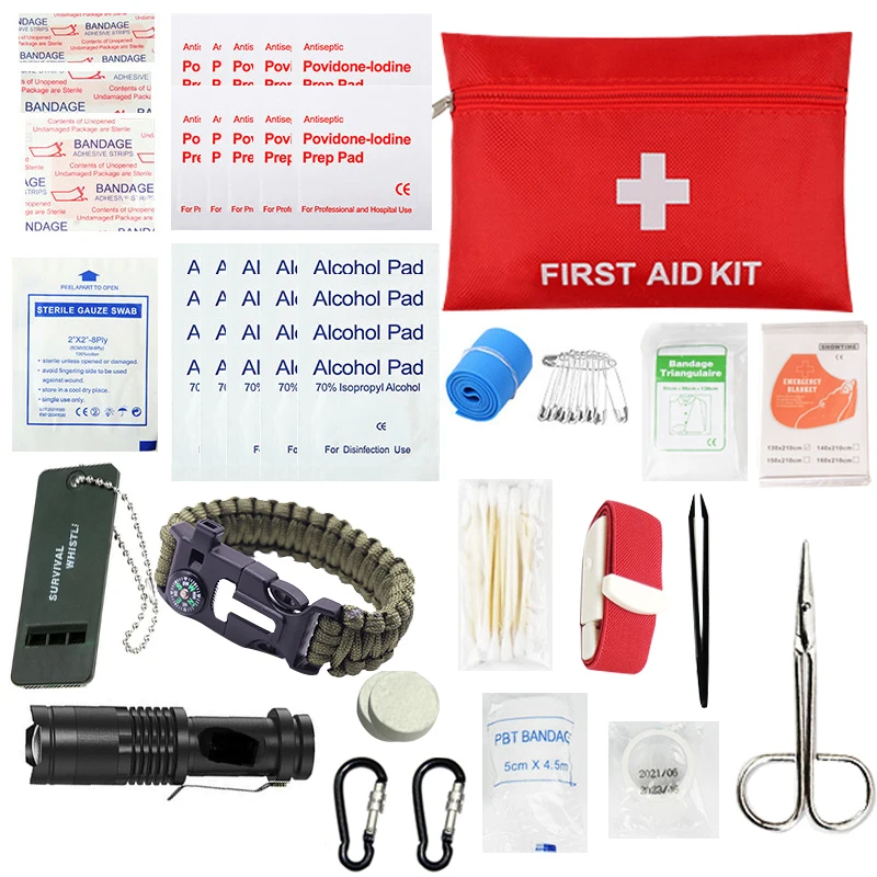 

86PCS Camping First Aid Kits Portable Emergency Survival Set For Hiking Outdoor Camping Travel Fishing Car Medical Equipment