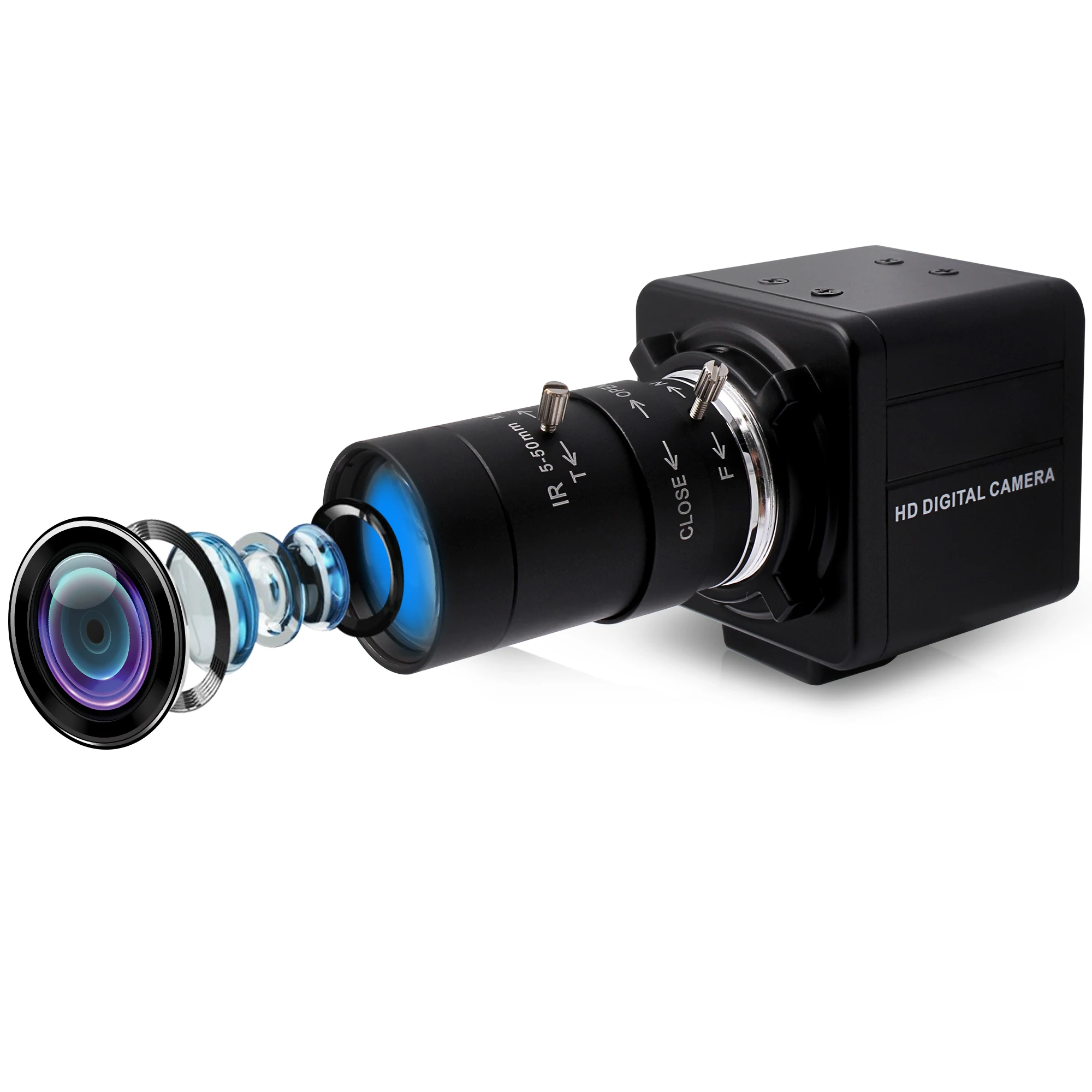 Монохромная камера ELP 1MP с варифокальным зумом 720P глобальная веб-камера затвором