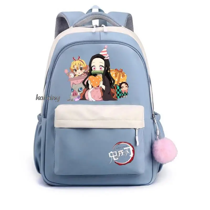 Рюкзаки Kamado Nezuko повседневные школьные ранцы из ткани Оксфорд для подростков и