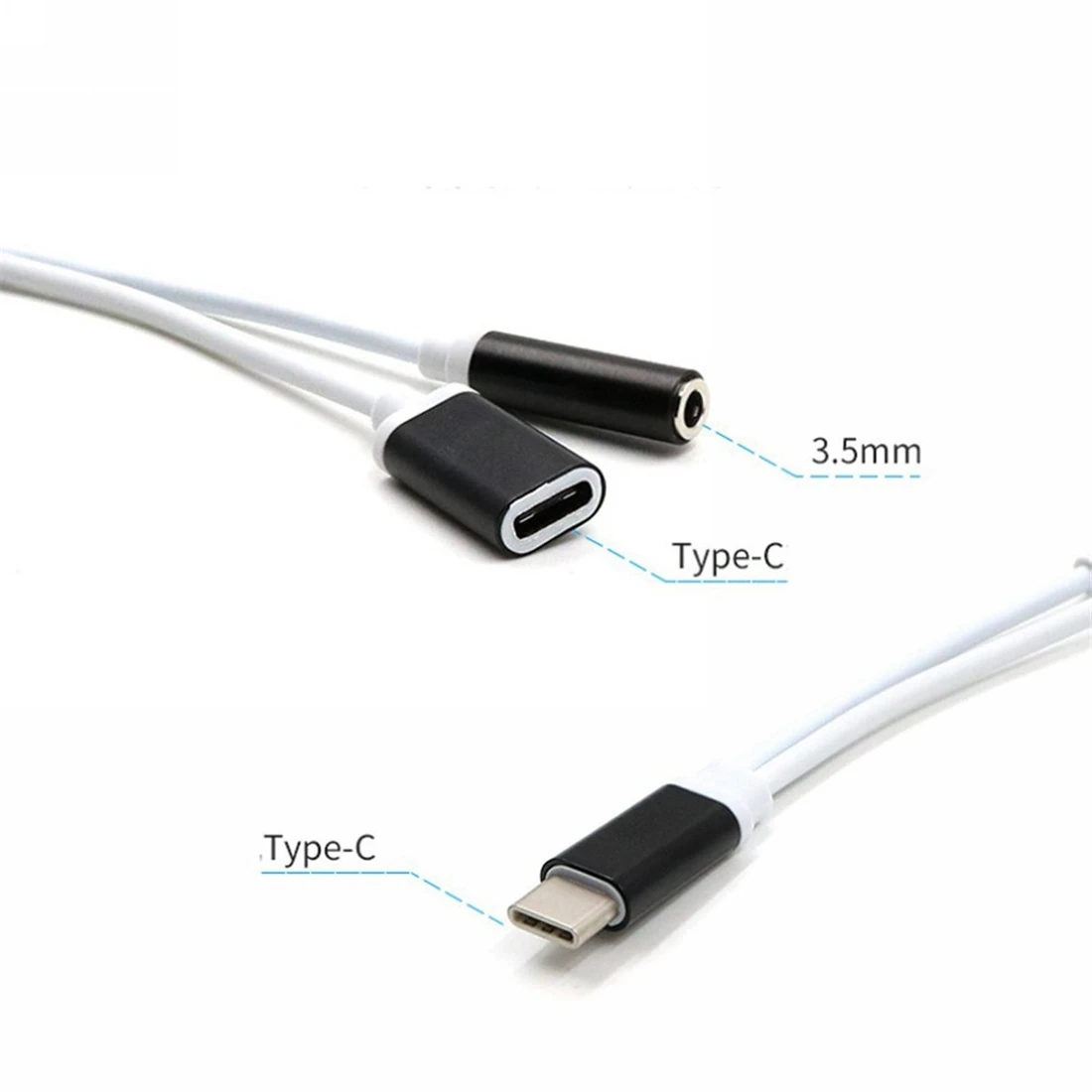 1x черный USB TYPE-C to 3 5 внешний кабель для наушников адаптер зарядки телефона и 2 шт. в