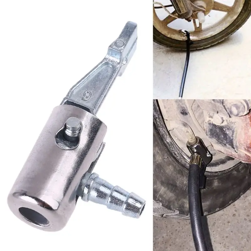 

1/4" Lock On Metal Air Chuck Air Compressor Tire Inflator Tire Chuck with Barb Connector for Hose Repair Inflate Chuck
