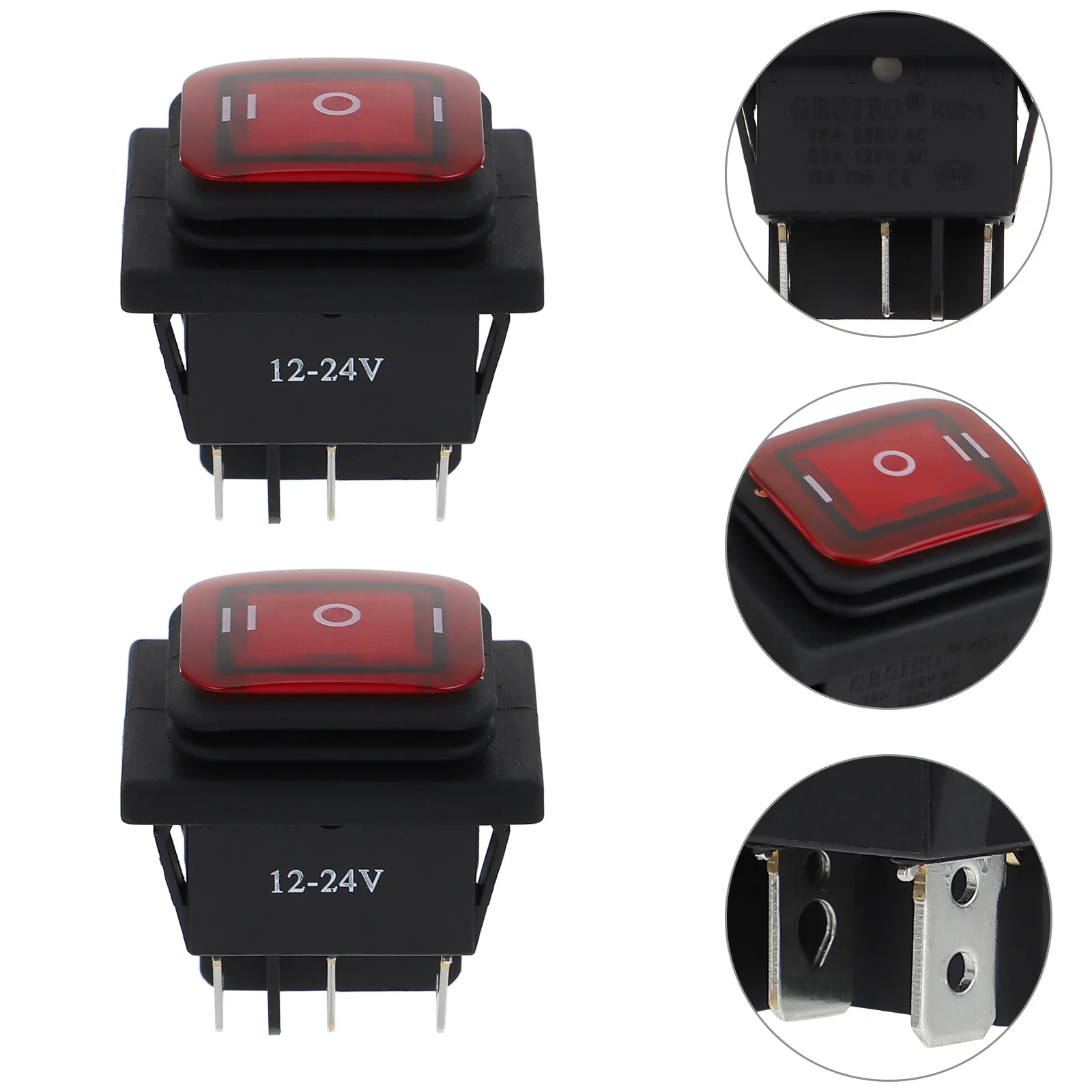 

2 Pcs Waterproof Rocker Switch Boat Mini Toggle Switches Home Appliance Ship Type On-off Power Copper