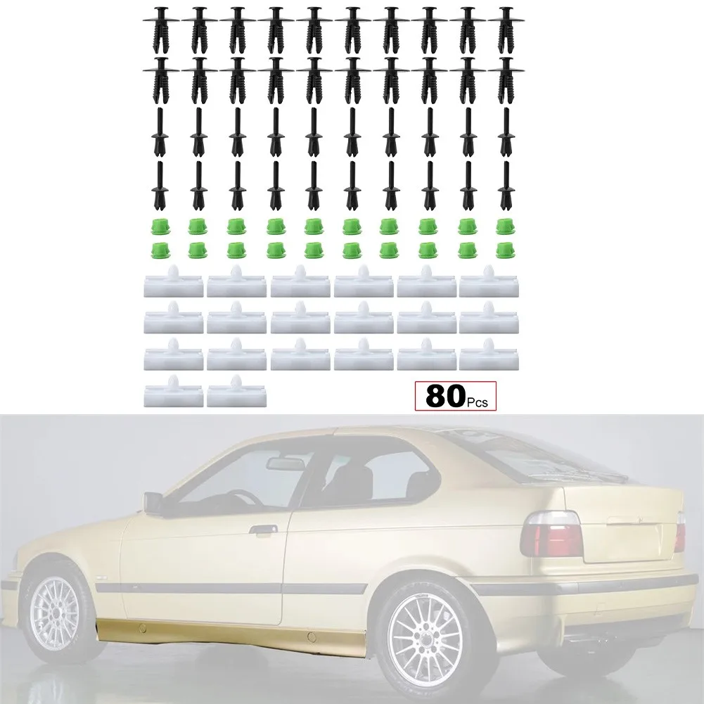 

80x Plastic Car Clips For BMW E36 316i 318i M3 Side Sill Skirt Clips Rocker Panel Moulding Clip Car Accessories High Quality